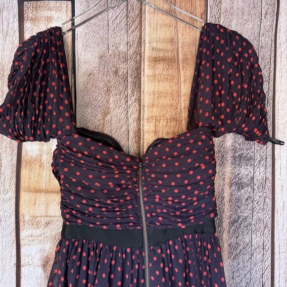 Self Portrait Dress Plumetis Chiffon Mini Floral Red Dot Size 2 Event Versatile - Picture 5 of 8
